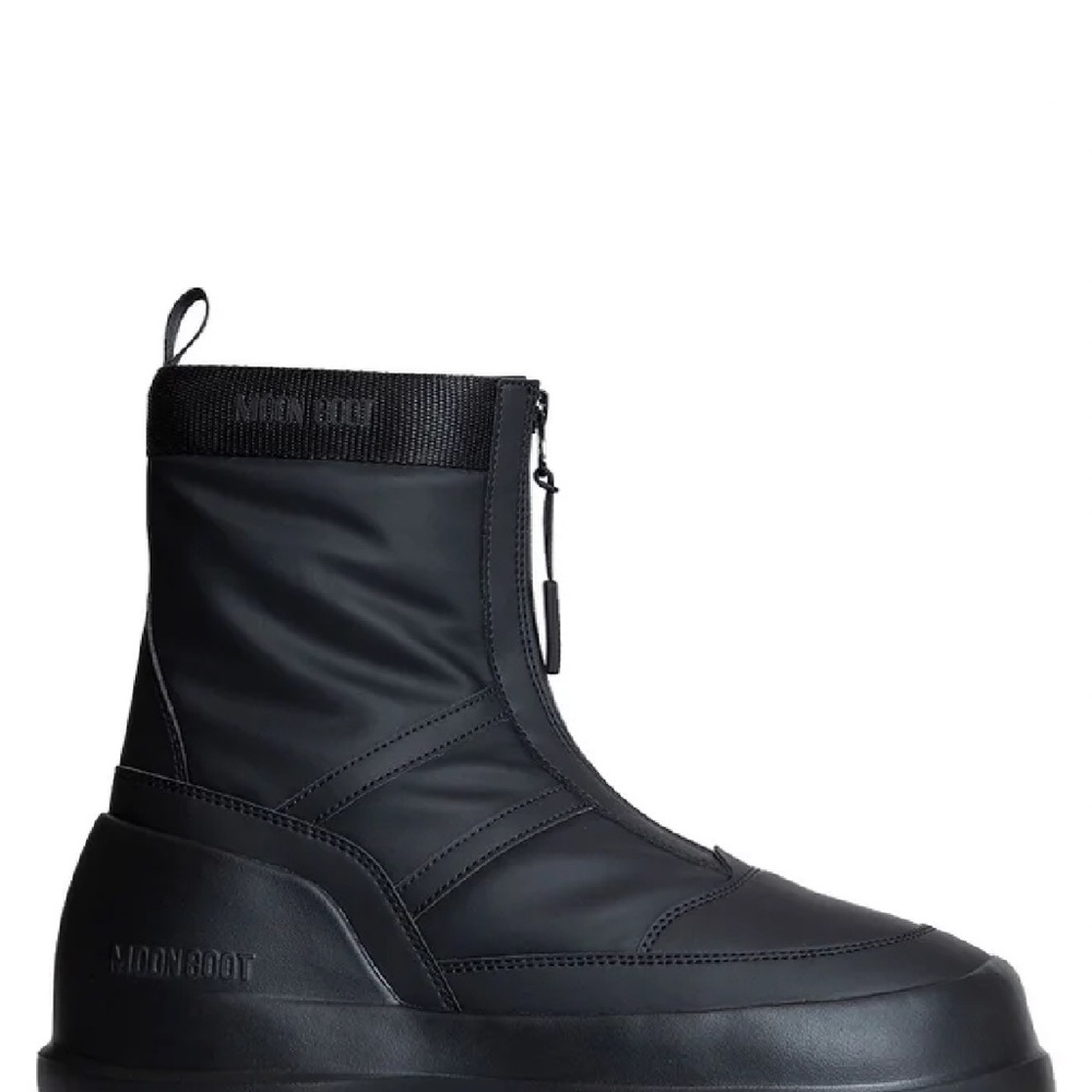 Moon Boot Black Winter Boots with Quilted Design